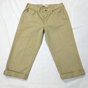 Levi's Khaki Stretch Denim Rolled Cuff Jean Capris